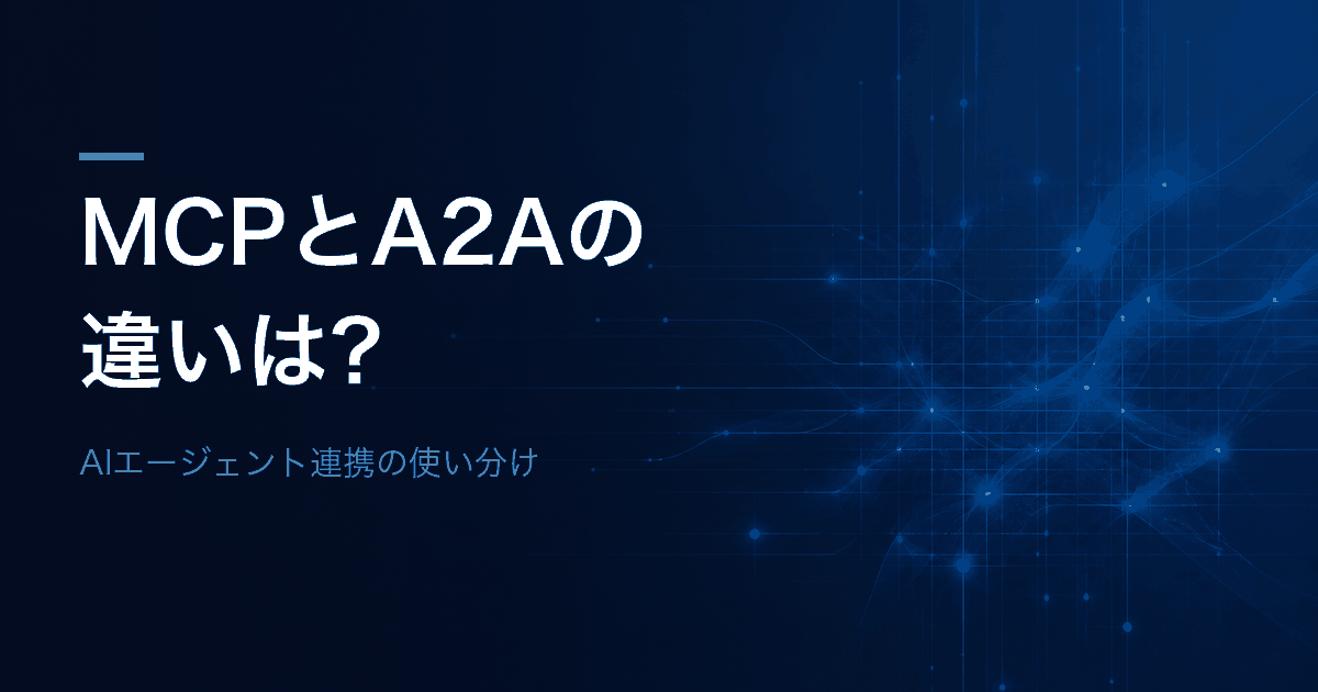 MCPとA2Aの違いとAIエージェント連携の使い分けを解説する記事のアイキャッチ