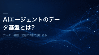 AIエージェント導入に必要なデータ基盤をデータ・権限・記録の3層で設計することを示したアイキャッチ画像