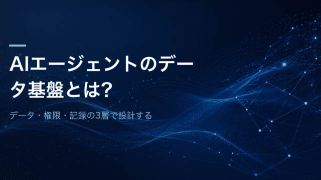 AIエージェント導入に必要なデータ基盤をデータ・権限・記録の3層で設計することを示したアイキャッチ画像